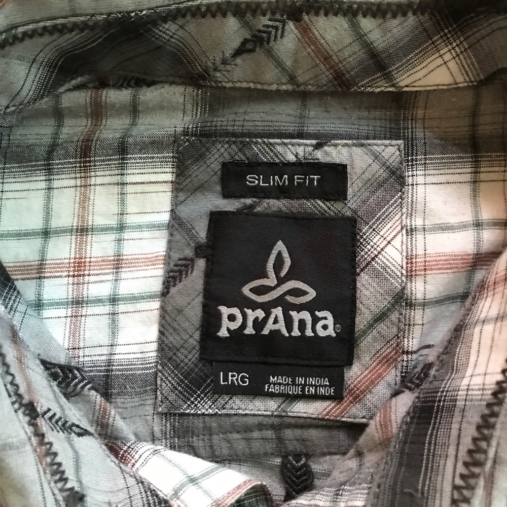 Gray plaid prAna shirt Slim Fit organic cotton - Picture 4 of 10